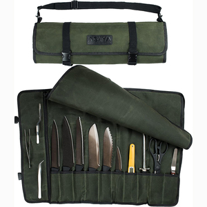 Free sample Custom Vintage Waxed Canvas Leather Chef Knife Tool <b>Roll</b> <b>Bag</b> with OEM and ODM Support - Product Image 4