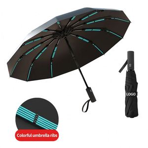 Fully-Automatic Compact Travel <b>Umbrella</b> <b>Windproof</b> Adult Rain <b>Umbrella</b> with Logo Printing Small Foldable Open Promotional Rain - Product Image 2