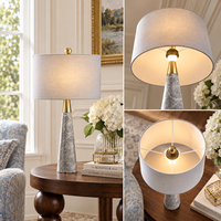 Lampe de table moderne en marbre naturel, abat-jour en tissu E27, lampe de bureau avec accent en métal doré, lampe décorative pour la rénovation d'hôtels de charme