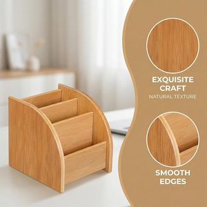 Portalápices multifuncional de escritorio, caja de almacenamiento de madera para oficina, caja de almacenamiento para el hogar y útiles escolares, portalápices de madera maciza - Product Image 3