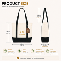 Sac fourre-tout en toile de coton pour femme, personnalisé avec logo d'usine, 16 oz, épais, avec pochette intérieure, pour le travail ou les loisirs