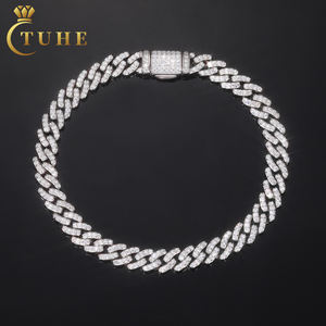 <span class=keywords><strong>Bracelet</strong></span> Manchette Cubaine en Argent Sterling 925 VVS Moissanite Plaqué de Glace Style Hip Hop pour Hommes et Femmes, Testeur de <span class=keywords><strong>Diamant</strong></span>, 6mm – Prix Abordable - Product Image 1