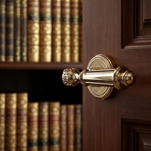 Manija de Puerta de Níquel Pulido con Diseño Simétrico para Entrada de Apartamentos y Hoteles, Mecanismos de Cerradura y Barras de Tracción - Product Image 3
