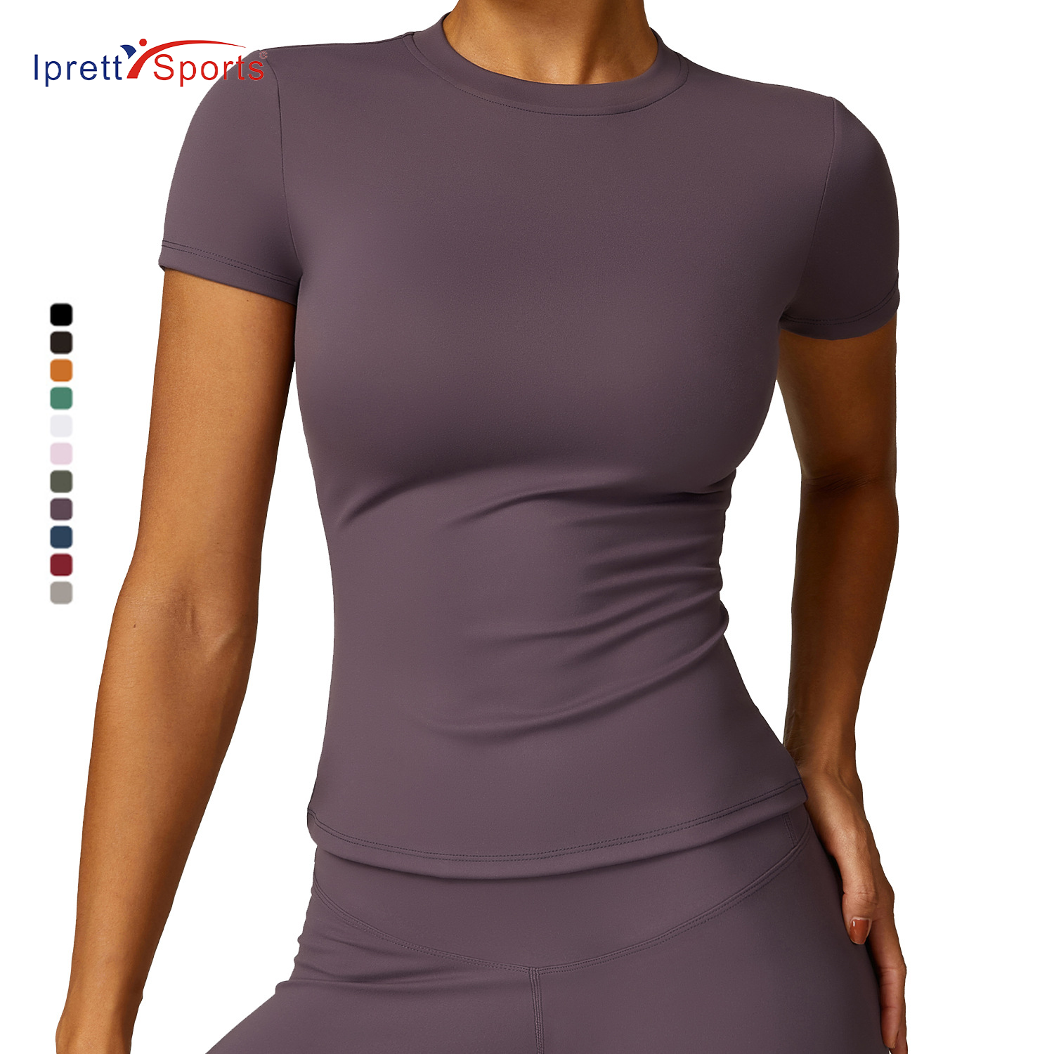 Custom High Quality Soft Sportswear Women Crewneck Short Sleeve Gym Blank Tshirts Fitness Tops Compression Slim Fit Yoga T Shirt