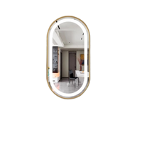 Miroir de salle de bain ovale sans cadre intelligent à LED avec écran tactile rétroéclairé sur mesure, 3000k 4000k 6000k, projet de villa et d'hôtel