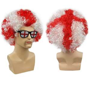 Peluca Corta Rizada para Fanáticos del Fútbol y Carnaval - Peluca Sintética Colorida para Cosplay, Festivales y Fiestas Deportivas - Product Image 5