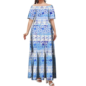 Vestido Plisado de Manga Corta con Diseño de Patrón Samoano Malu, Personalizado, de Alta Calidad, Talla Grande 7XL, Estilo Casual de Negocios, con Hombros Descubiertos - Product Image 3