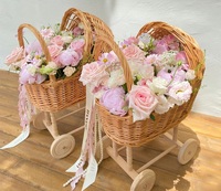 Panier à fleurs en bambou tressé à la main pour poussette, matériaux multifonctionnels DIY avec insertion de fleurs fraîches