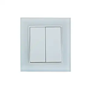 86 Type EU Standard Tempered Glass Panel 2 Gang 1 Way 2 Way Electric Switch For Home Decoration