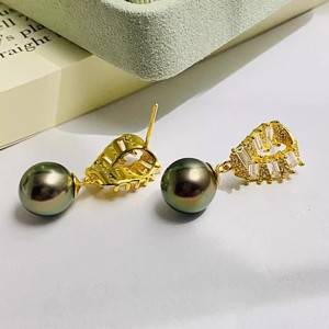 Boucles d'oreilles en argent S925 22649, accessoires de perles DIY à la mode avec perles de 9 à 11 mm, support vide pour femmes - Product Image 2