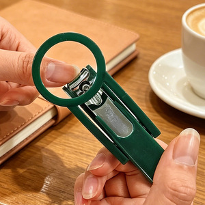 Magnifying Glass Nail Clippers Dark Green Wide Jaw Opening Portable Pedicure Tool For Seniors - Product Image 1