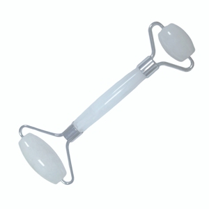 Rouleau de massage facial double tête en résine de jade blanc, courbé, avec poignée confortable, pour soins de la peau à domicile et spa - Product Image 5