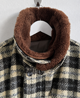 Veste en laine à carreaux pour homme, col sherpa, boutonnée, coupe oversize, style streetwear vintage décontracté, manteau Y2K, vêtement d'extérieur hiver, vente en gros, personnalisable