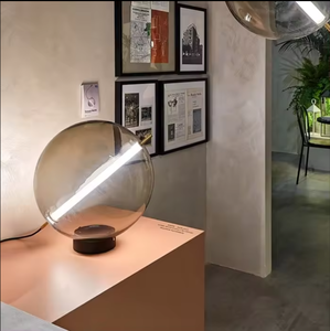 Modern Nordic Luxury <b>Bedside</b> <b>Table</b> Light Smoky Gray Wrought Iron Glass New Design Fashionable Smoky Gray Designer <b>Bedside</b> <b>Tables</b> - Product Image 4