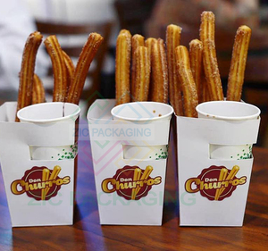 Caja <span class=keywords><strong>de</strong></span> Comida para Llevar Personalizada <span class=keywords><strong>de</strong></span> Material Reciclado para Papas <span class=keywords><strong>Fritas</strong></span> y Churros <span class=keywords><strong>con</strong></span> Soporte <span class=keywords><strong>de</strong></span> Papel Repujado e Inserto para Salsas - Product Image 2