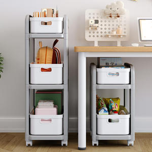 Libreria Mobile Grigia di Alta Qualità e Scaffale Portaoggetti per Giocattoli con Ruote, Contenitore Multifunzione in <span class=keywords><strong>Plastica</strong></span> per Bambini, Disponibile in Diverse Misure - Product Image 3