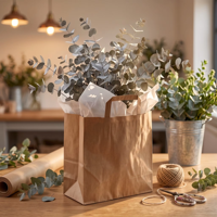 Sac en papier kraft brun naturel personnalisé avec poignée pour boutique de vêtements de marque durable et robuste