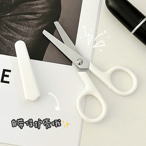 Mini tijeras de acero inoxidable blanco con cabeza recta para manualidades en papel, suministros de oficina para estudiantes - Product Image 4