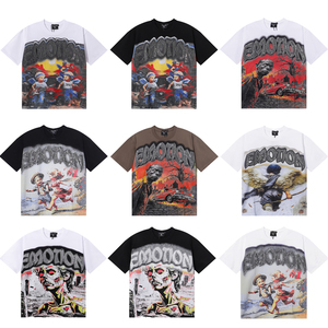 เสื้อยืดคุณภาพสูง ผ้าฝ้าย 100% หนานุ่ม พิมพ์ลายกราฟิก สไตล์สตรีทแวร์ ทรงโอเวอร์ไซส์ สำหรับผู้ชาย รุ่น Mixed Emotions - Product Image 1