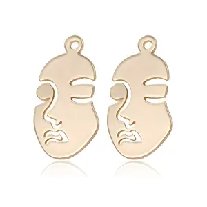Wholesale 14K Gold Plated Human Face Charm for Jewelry Making