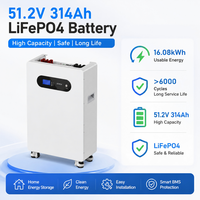 Pack de stockage d'énergie domestique empilable durable 51,2 V 314 Ah 16 kWh LiFePO4 RUNHANG compatible avec les onduleurs solaires globaux