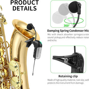 XTUGA KX821 Système de Microphone Sans Fil pour Saxophone, Cardioïde Anti-Bruit Léger à Clipser pour Guitare Saxophone Trompette - Product Image 5