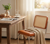 Chaises de salle à manger modernes à structure métallique avec revêtement en cuir, écologiques, durables, design de dossier incurvé, garantie 1 an, 2026