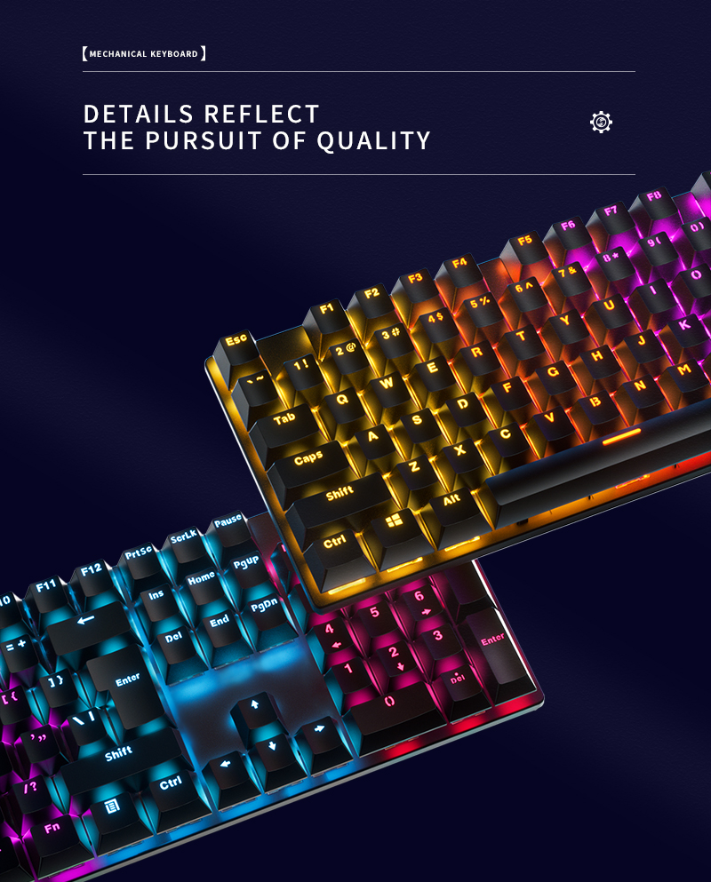 Best RGB Wired Keyboard Brown Black Cyan Axis 104 Keys Mechanical Gaming Keyboard