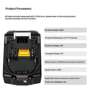 <span class=keywords><strong>Makita</strong></span> แบตเตอรี่ลิเธียมไอออน18650ขนาด18โวลต์6000มิลลิแอมป์5S2P ได้รับการรับรอง CE พร้อมระบบป้องกันการชาร์จเกินสำหรับเครื่องเจียร์มุม - Product Image 2