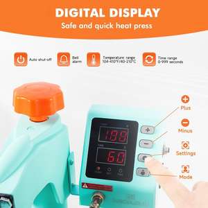 Presse à Chaud Combinée 11-<span class=keywords><strong>en</strong></span>-1 pour Sublimation 29x38 pour T-shirts, Tasses, Assiettes, Casquettes, Chaussures, Stylos – Transfert Thermique - Product Image 4