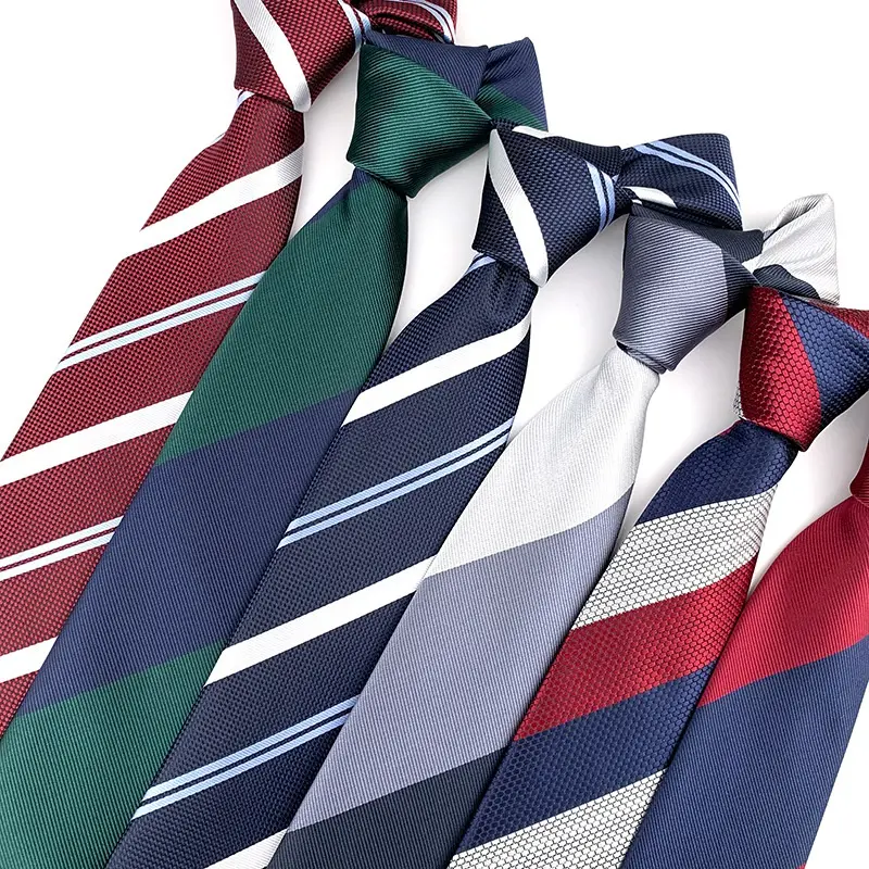 Mens Accessories Narrow Skinny Ties Microfiber Neckties Hot Sale Business Striped Polyester Silk Neckties With Custom Logo