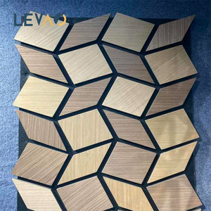 Panneau <span class=keywords><strong>mural</strong></span> en lattes de bois Akupanel, panneau en fibre de polyester à rainures rainurées insonorisant pour salle de jeux de magasin de détail - Product Image 1