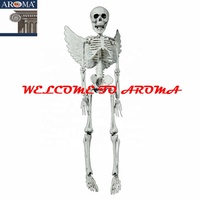 Squelette suspendu d'Halloween de 20 pouces avec ailes d'ange, décoration murale pour fête intérieure et extérieure, accessoires de maison hantée pour Halloween