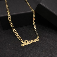 Collier pendentif personnalisé QIUHAN en acier inoxydable plaqué or 18 carats avec zircon, nom de bébé personnalisé, tendance pour cadeau de mariage