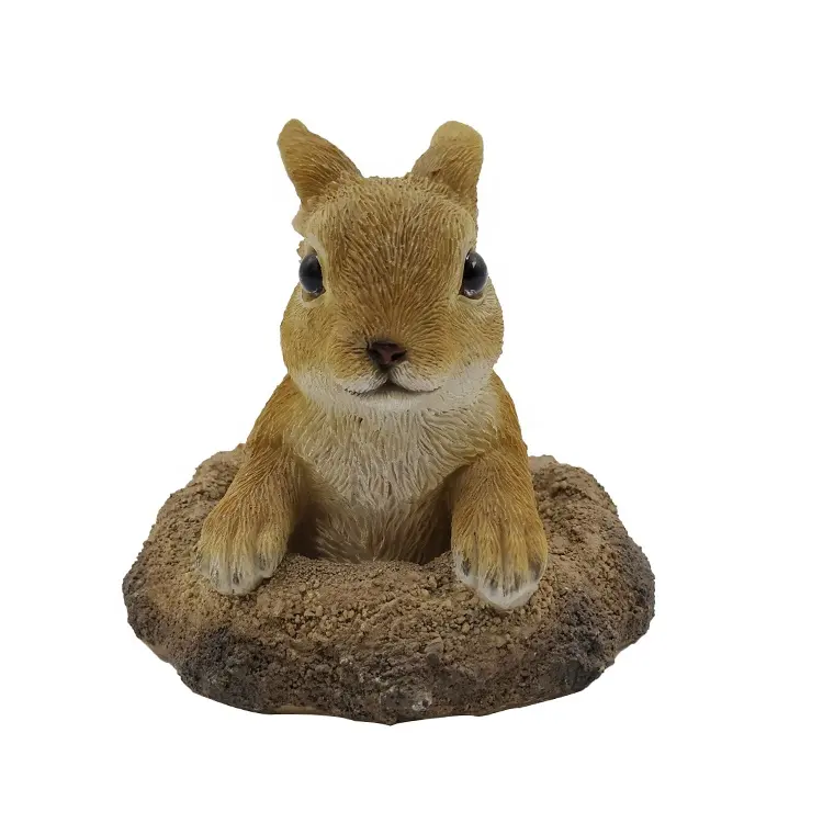 Venda atacado resina jardim animal artesanato mini coelho estatuetas, ao ar livre poliresina coelho miniatura decoração $