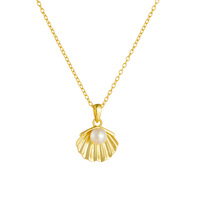 Tempérament européen et américain S925 plaqué argent sterling 14K or perle coquille lumière luxe élégant dames collier