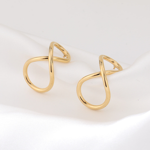 Boucles <span class=keywords><strong>d</strong></span>'oreilles à double tour en acier inoxydable plaqué or, design huggie, hypoallergéniques, <span class=keywords><strong>bijoux</strong></span> minimalistes - Product Image 1
