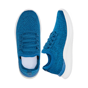 Unisex Knit Mesh Running <b>Shoes</b> Light <b>Blue</b> Royal <b>Blue</b> Elastic <b>Lace</b> White Soft Sole Breathable Walking Footwear - Product Image 5