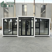 Maison conteneur pliable anti-ouragan 20ft 40ft, maison modulaire préfabriquée, pliable, étanche, isolée, avec structure en acier