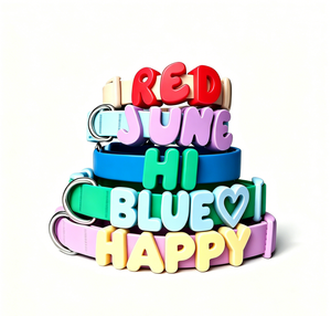 Collier pour chien en PU imperméable avec lettres 3D amovibles ; vendu séparément ou en ensemble personnalisé DIY pour toutes les races de chiens - Product Image 1