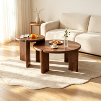 Table basse ronde en bois massif, directement de l'usine : durable, minimaliste et moderne, idéale pour les petits espaces, les chambres et les hôtels