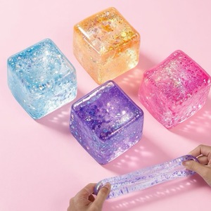 <b>Glitter</b> Ice Cube Squishy Fidget Toys, Squishy Cube Stress <b>Balls</b> for Adults & Kids, Slow Rising Stress Relief Toys - Product Image 2