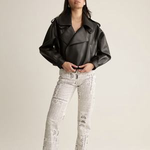 Giacca Casual primaverile <span class=keywords><strong>in</strong></span> vera <span class=keywords><strong>pelle</strong></span> giacca con colletto ribaltabile giacca di <span class=keywords><strong>pelle</strong></span> da <span class=keywords><strong>donna</strong></span> vero motociclista - Product Image 3