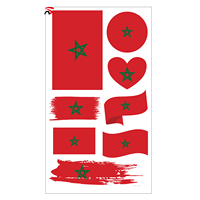 Tatouages temporaires du drapeau national du Maroc, drapeau du monde, kit de tatouages temporaires améliorés pour les fans de sport
