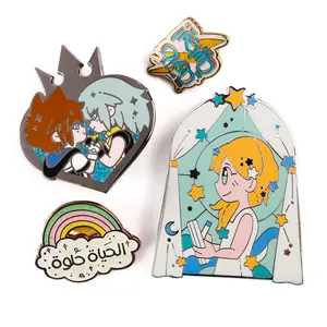 Cheap custom girls cartoon hat pin metal crafts cute pins badge enamel lapel pin