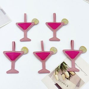 Creative Wine Glass <b>Charms</b> Leather Cotton Filled <b>Bag</b> Pendant for Keychain Beverage Theme Decorative Handbag Hanging Ornament - Product Image 1