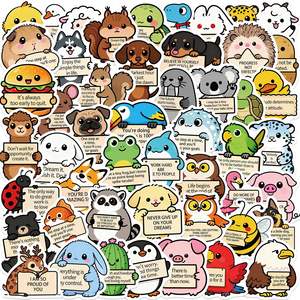 Autocollants imperméables en PVC pour téléphones portables, bouteilles, décoration DIY, animaux de dessin animé amusants et inspirants - Product Image 1