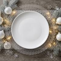 Assiette de présentation en verre transparente style vintage avec dentelle, bordure florale, assiettes décoratives rondes pour mariage, douche nuptiale, décoration de table de fête, vente en gros