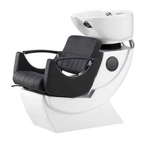 <b>Black</b> Luxury Hair Salon Shampoo <b>Chair</b> with Vintage Wash Bowl Modern Design Synthetic <b>Leather</b> Material - Product Image 2