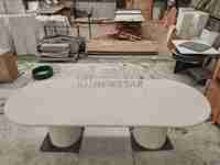 Table à manger en marbre blanc, design moderne, meubles en pierre durables pour la maison